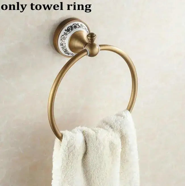 Antique brass and ceramic bathroom accessories set – bathroom