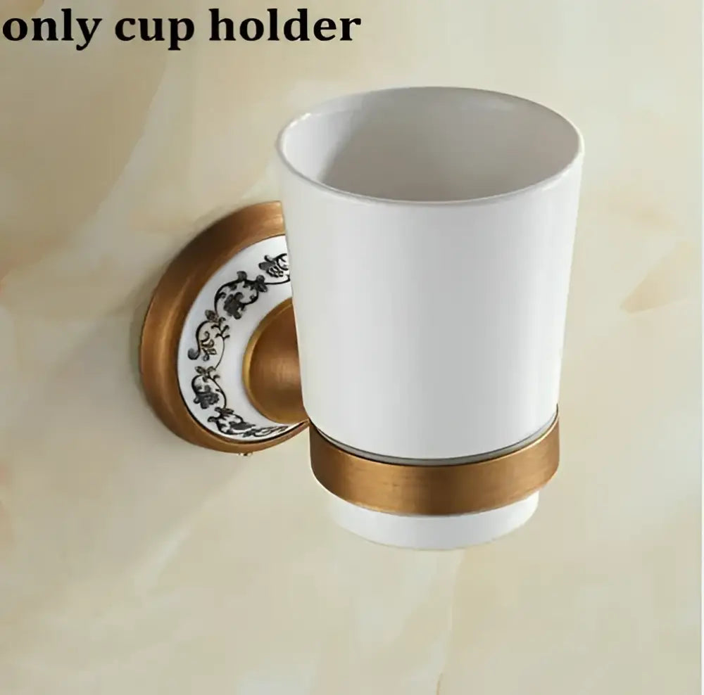 Antique brass and ceramic bathroom accessories set – bathroom