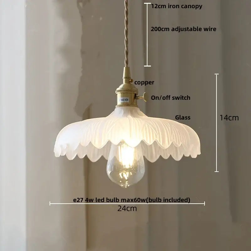 Antique brass and glass led pendant lamp kitchen hanging light
