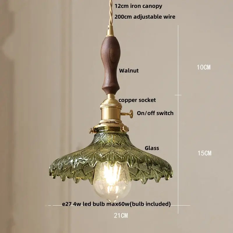 Antique brass and glass led pendant lamp kitchen hanging light