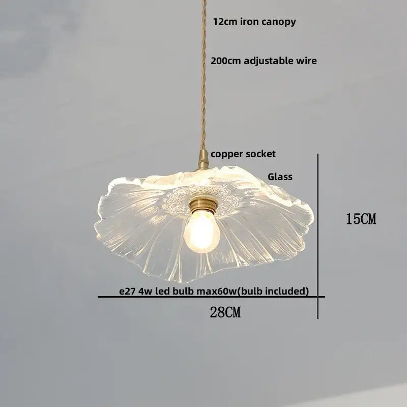 Antique brass and glass led pendant lamp kitchen hanging light