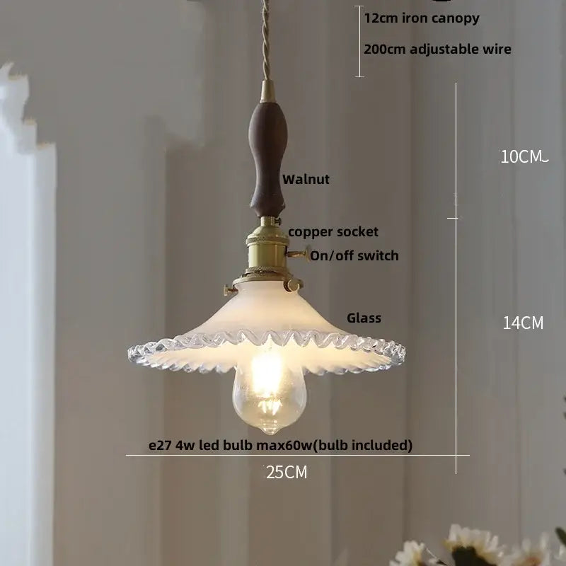 Antique brass and glass led pendant lamp kitchen hanging light