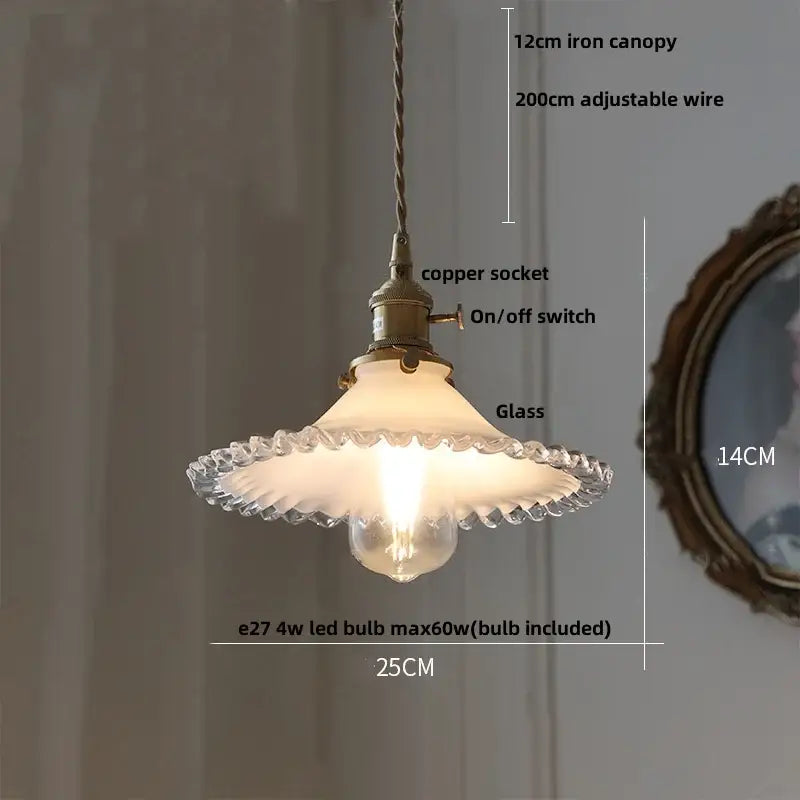 Antique brass and glass led pendant lamp kitchen hanging light
