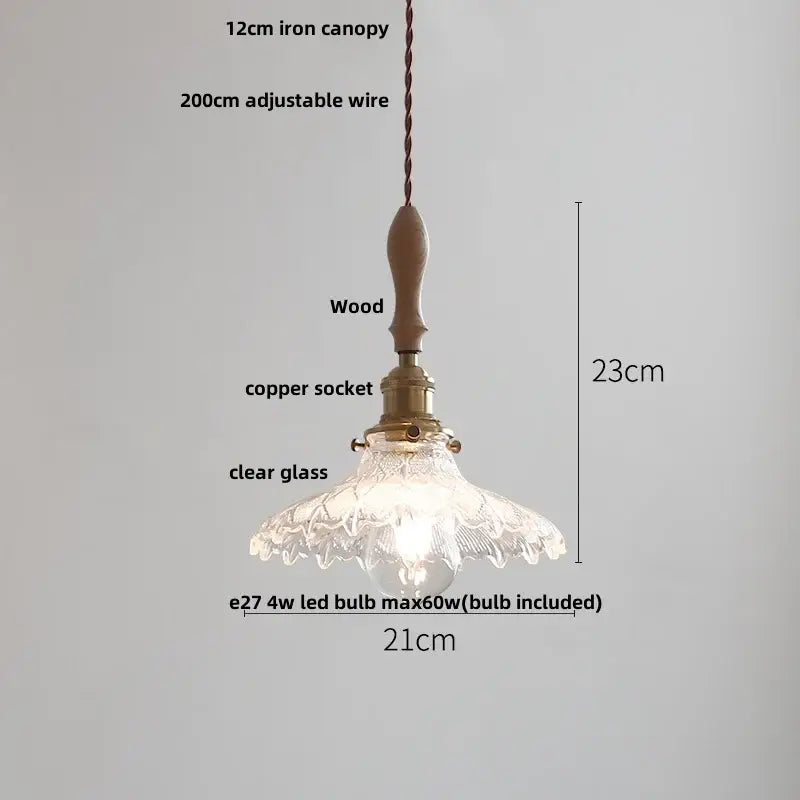 Antique brass and glass led pendant lamp kitchen hanging light