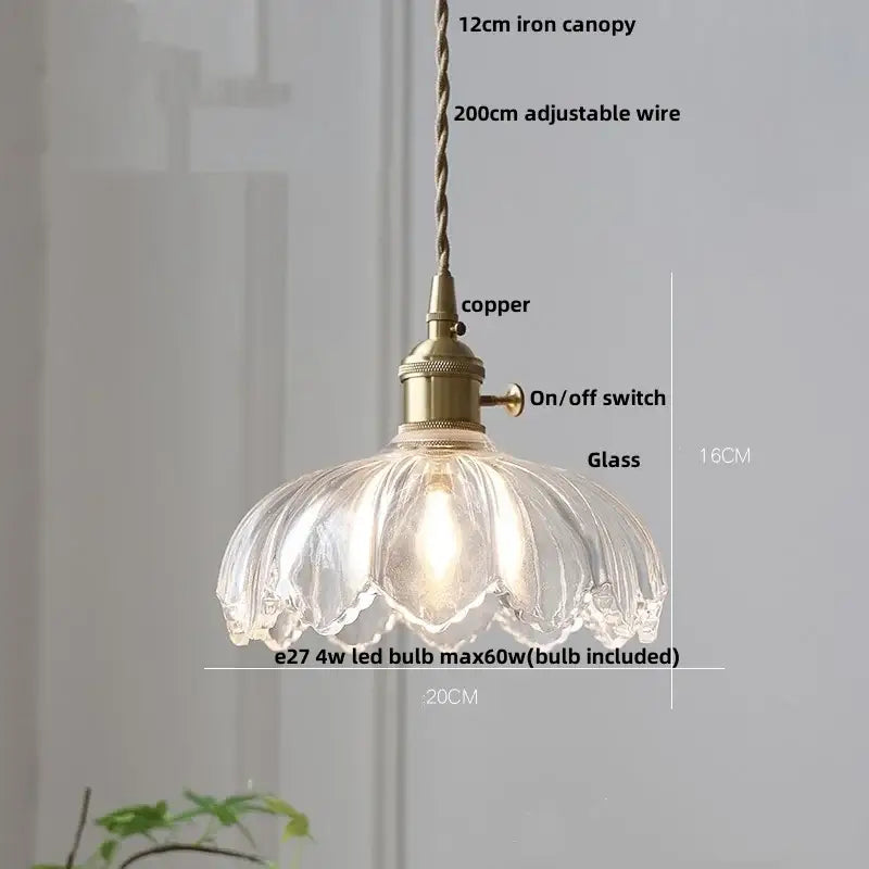 Antique brass and glass led pendant lamp kitchen hanging light