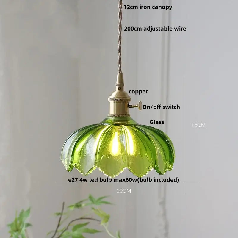 Antique brass and glass led pendant lamp kitchen hanging light