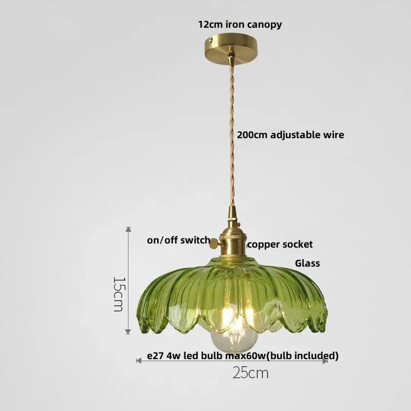 Antique brass and glass led pendant lamp kitchen hanging light