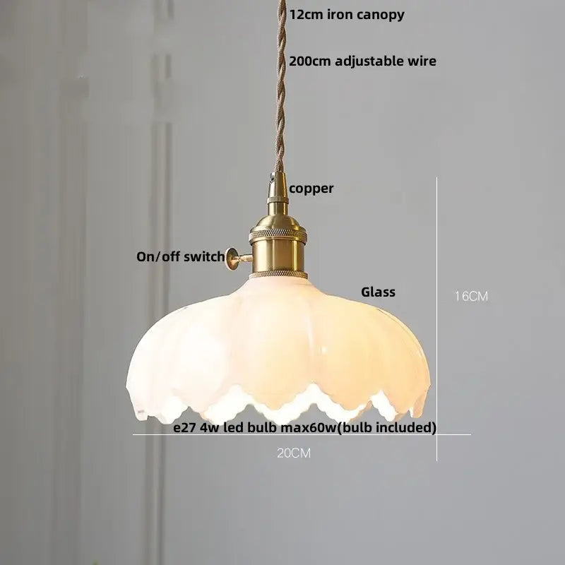 Antique brass and glass led pendant lamp kitchen hanging light
