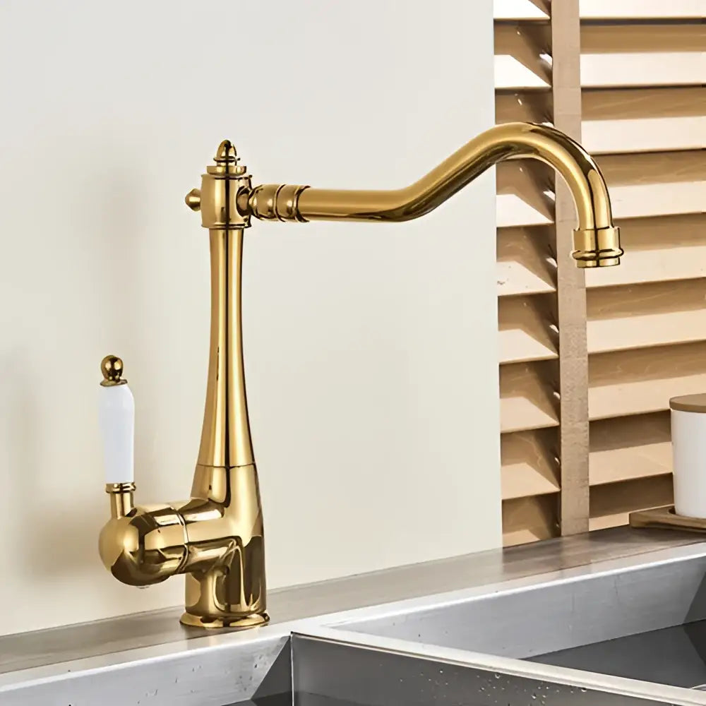 Antique brass and white ceramic basin waterfall faucet kitchen tap