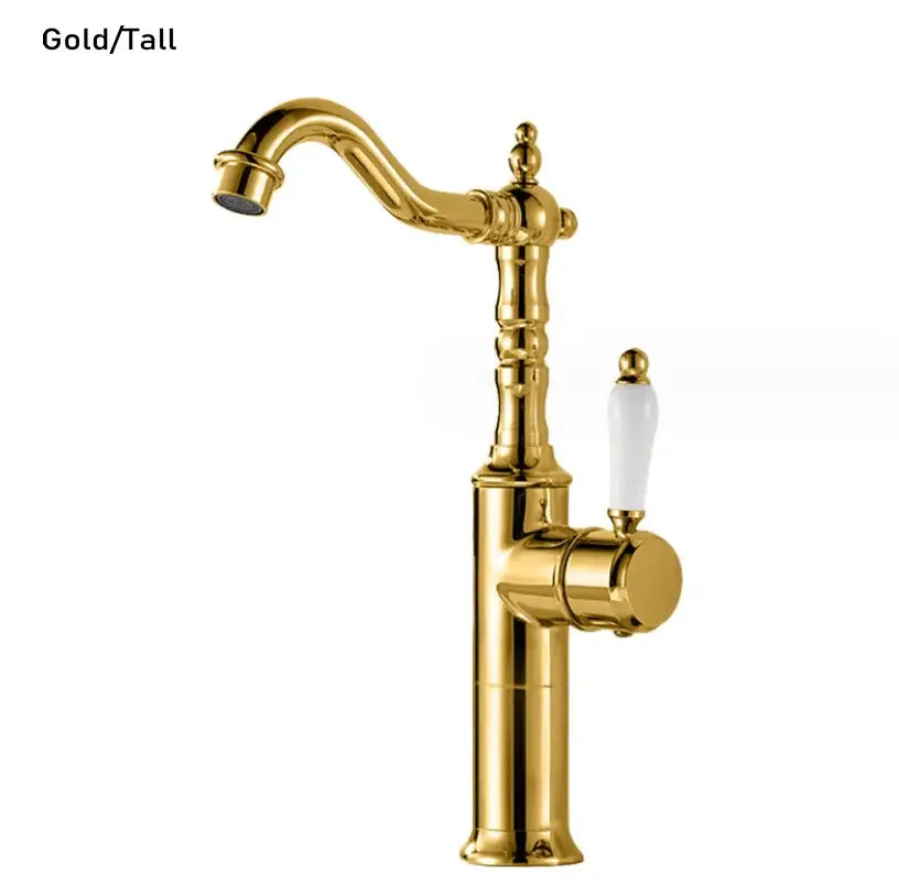 Antique brass and white ceramic gold luxury kitchen faucet