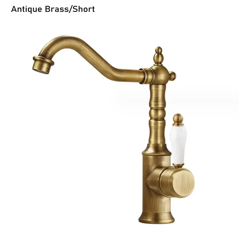Antique brass and white ceramic gold luxury kitchen faucet