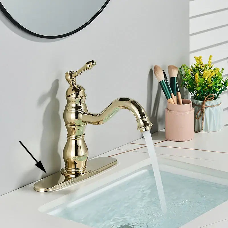 Antique brass basin faucet bathroom swivel spout single handle