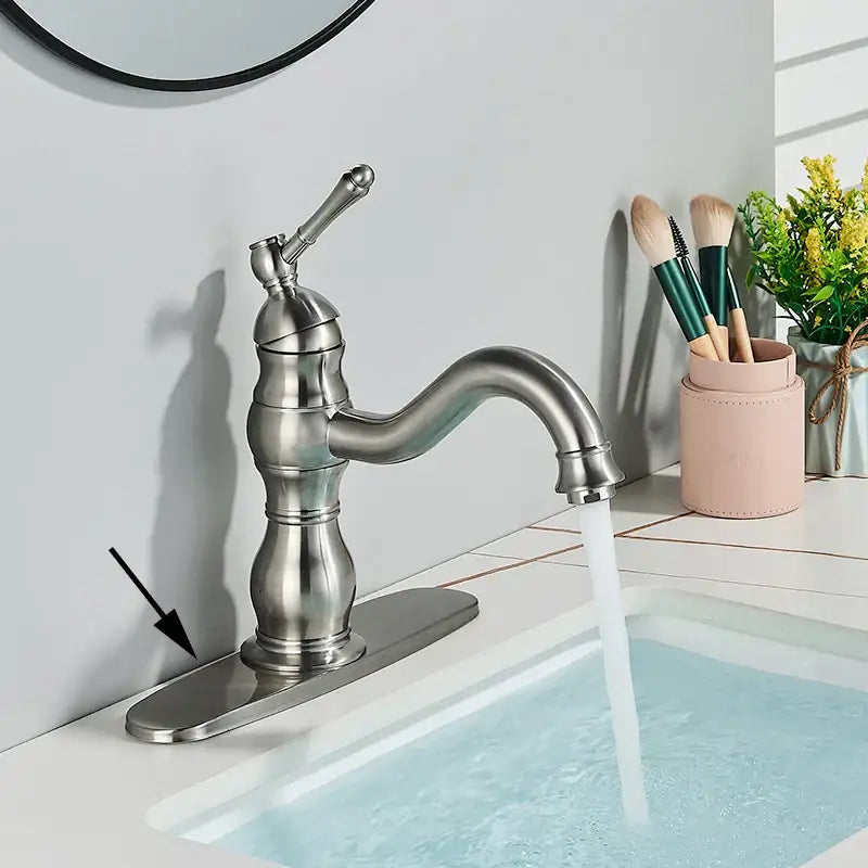 Antique brass basin faucet bathroom swivel spout single handle