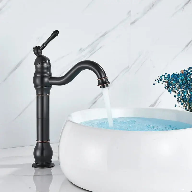 Antique brass basin faucet bathroom swivel spout single handle