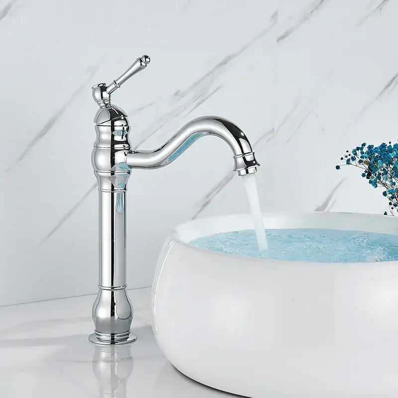 Antique brass basin faucet bathroom swivel spout single handle