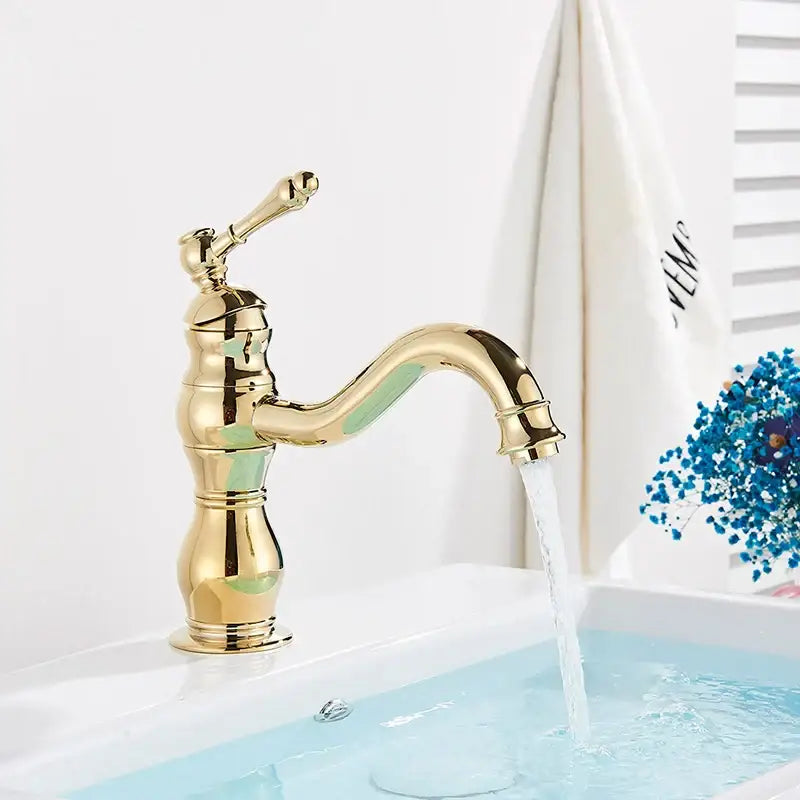 Antique brass basin faucet bathroom swivel spout single handle