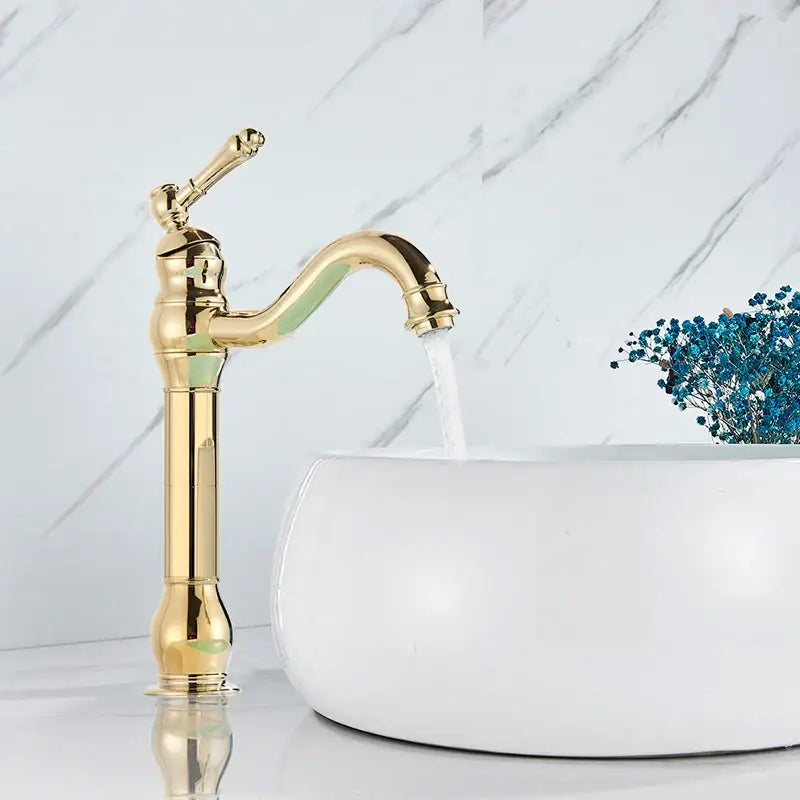 Antique brass basin faucet bathroom swivel spout single handle
