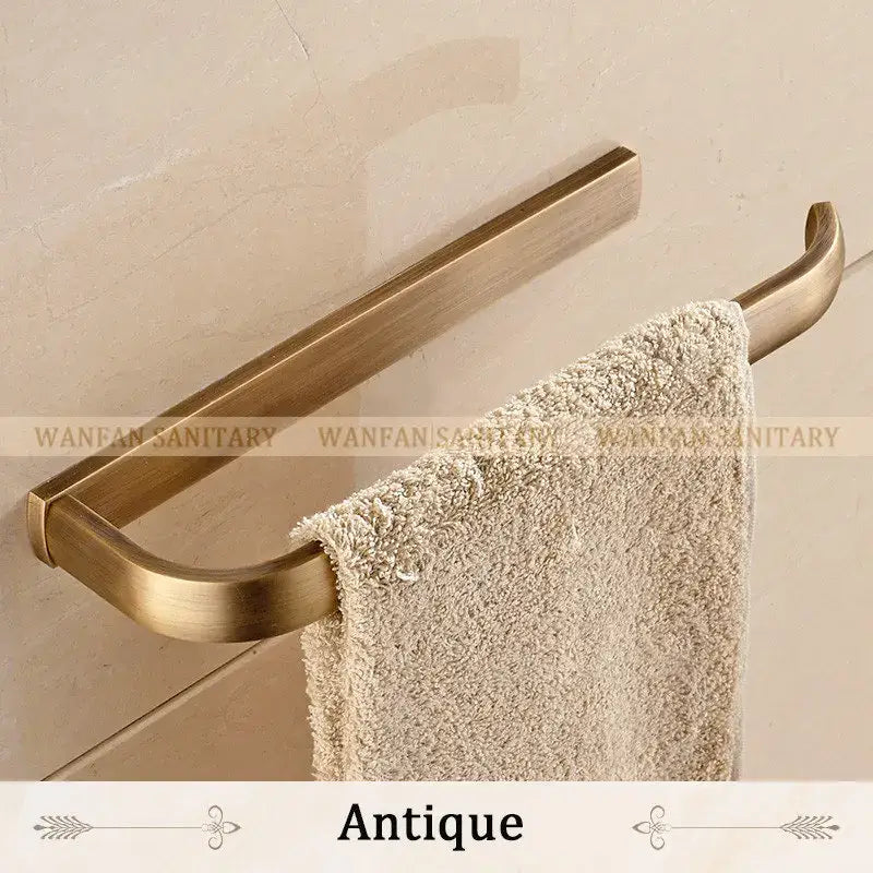 Antique brass bathroom accessories set towel rings and rack