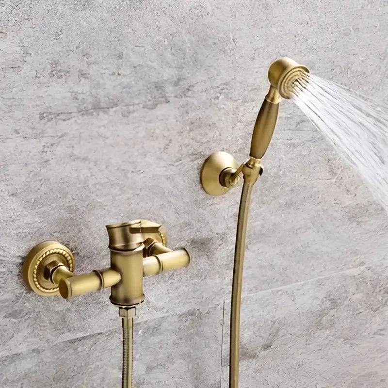 Antique brass bathtub shower set with ceramic handles bathroom mixer