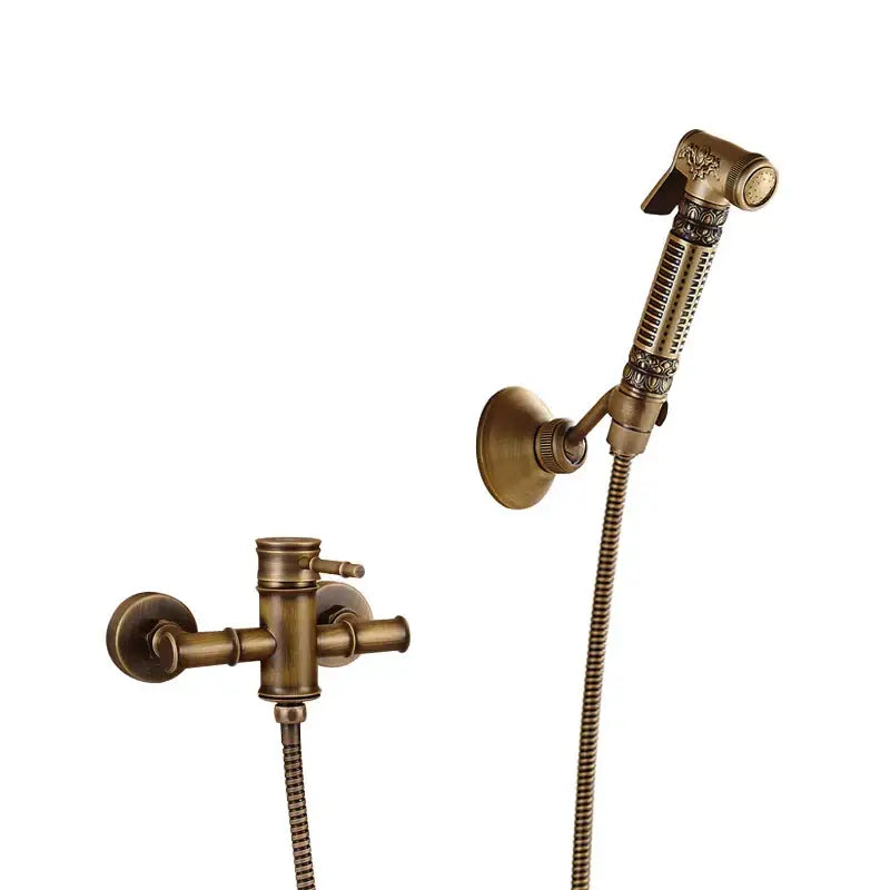 Antique brass bidet mixer faucet bathroom handheld shower set