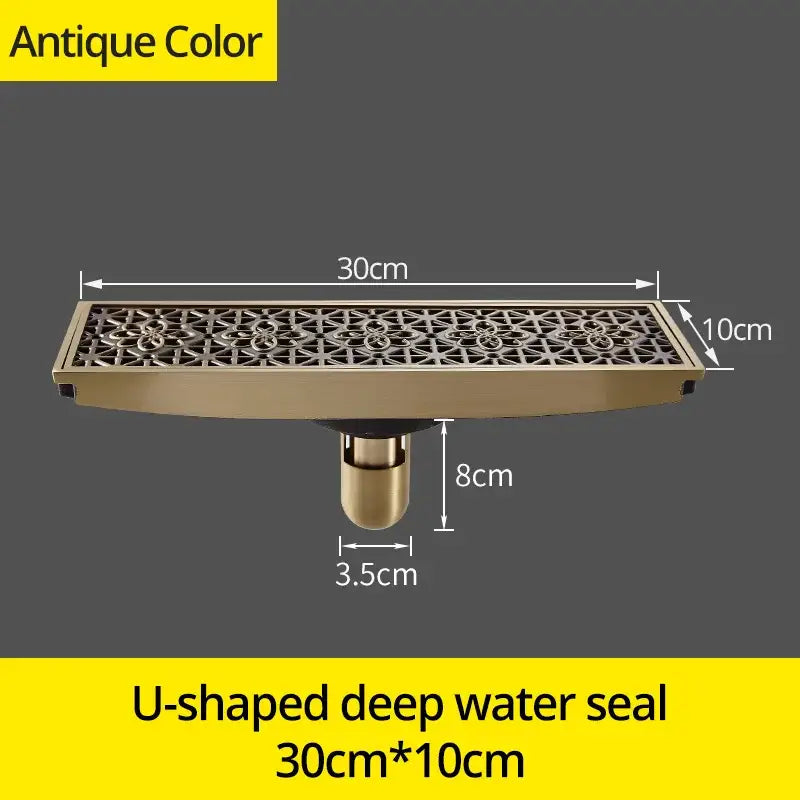 Antique brass carved floral floor drain cover bathroom deodorant