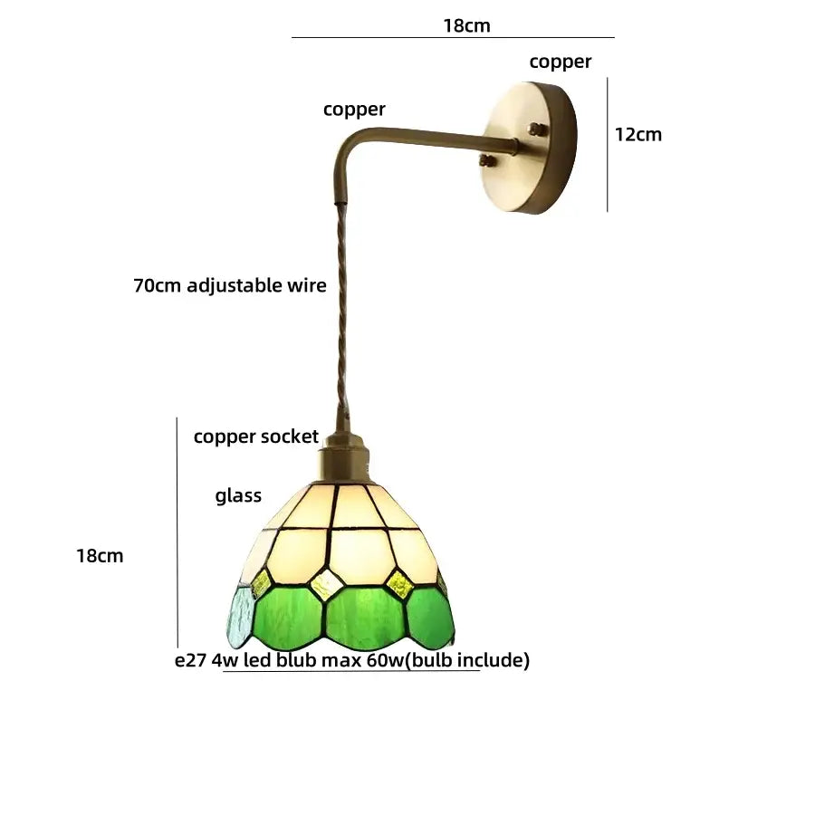 Antique brass ceramic led wall light bedroom sconce with cutouts