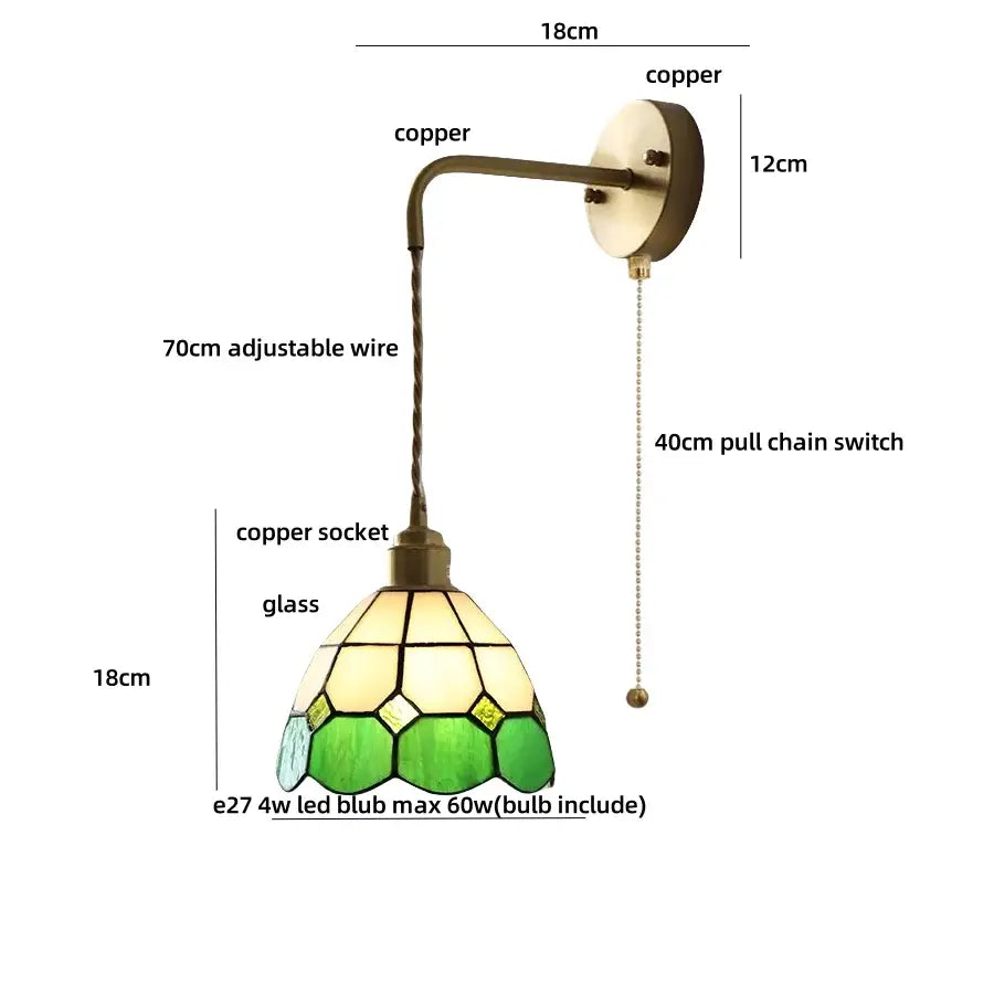 Antique brass ceramic led wall light bedroom sconce with cutouts