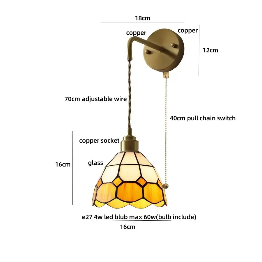 Antique brass ceramic led wall lights with rattan shade bedroom
