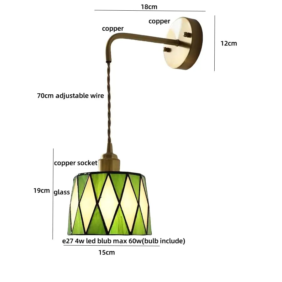 Antique brass ceramic led wall sconce with floral shade for bedroom