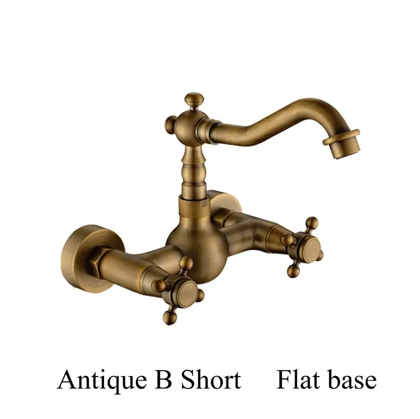 Antique brass ceramic wall mount faucet kitchen vintage porcelain