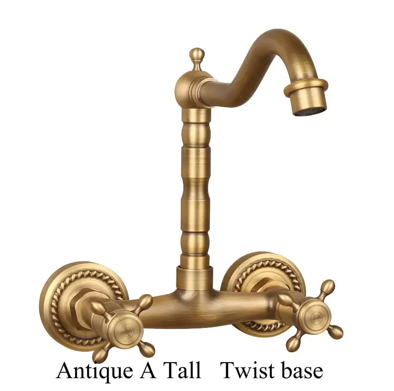 Antique brass ceramic wall mount faucet kitchen vintage porcelain
