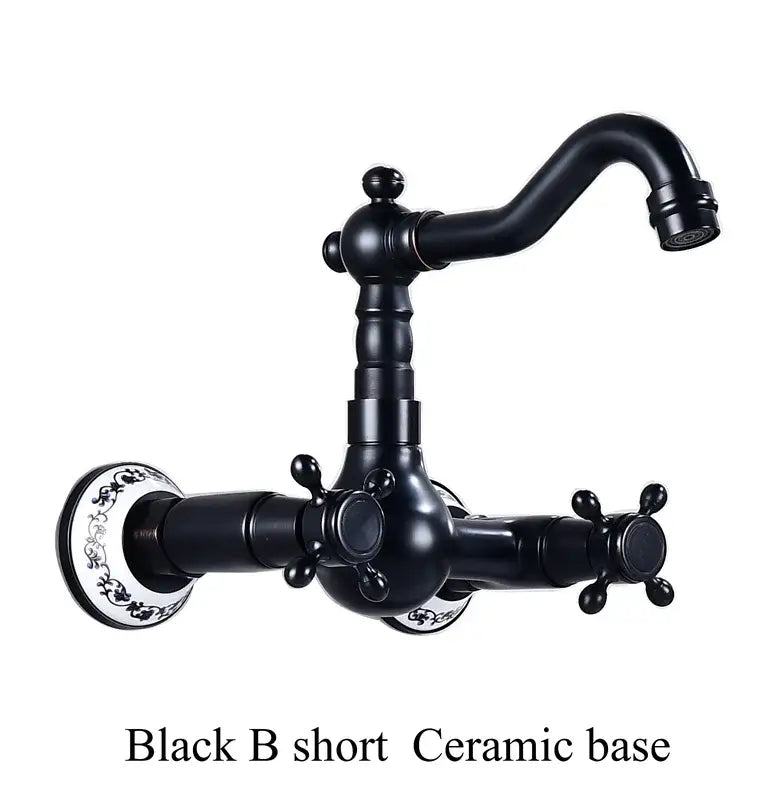 Antique brass ceramic wall mount faucet kitchen vintage porcelain