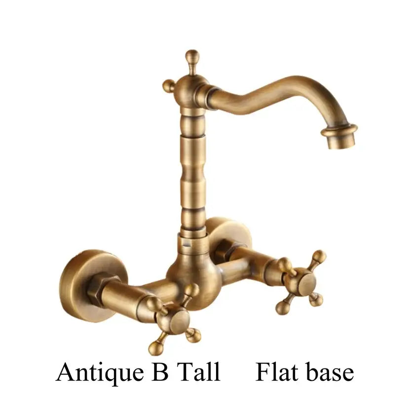 Antique brass ceramic wall mount faucet kitchen vintage porcelain