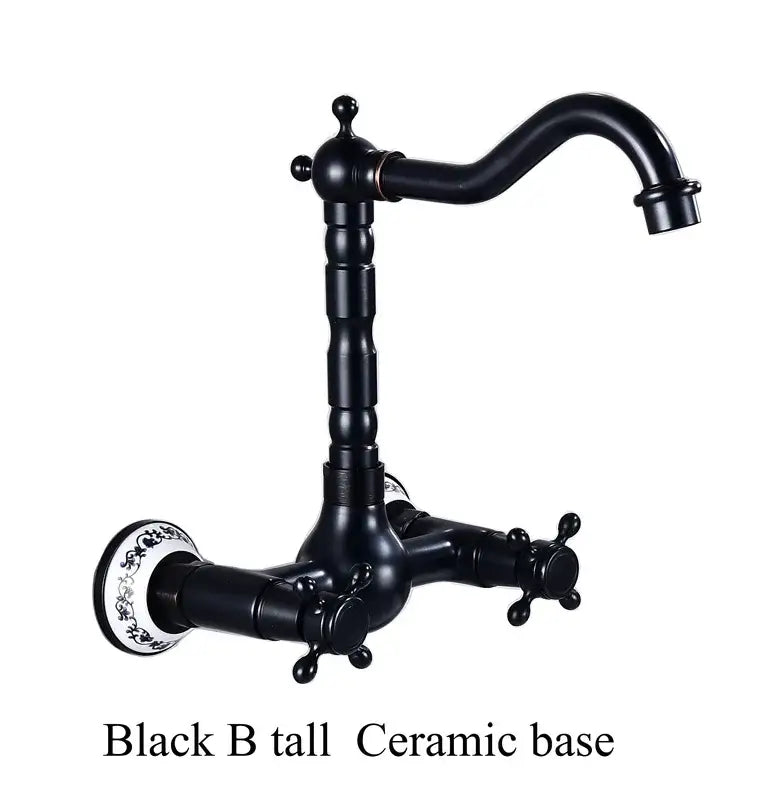 Antique brass ceramic wall mount faucet kitchen vintage porcelain