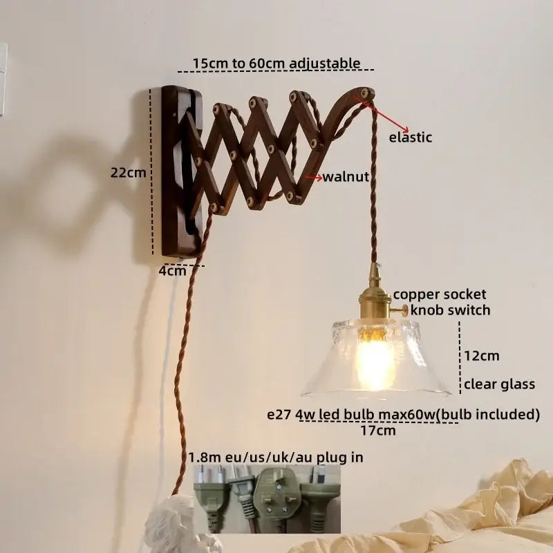 Antique brass ceramic walnut wall sconce with scalloped shade bedroom