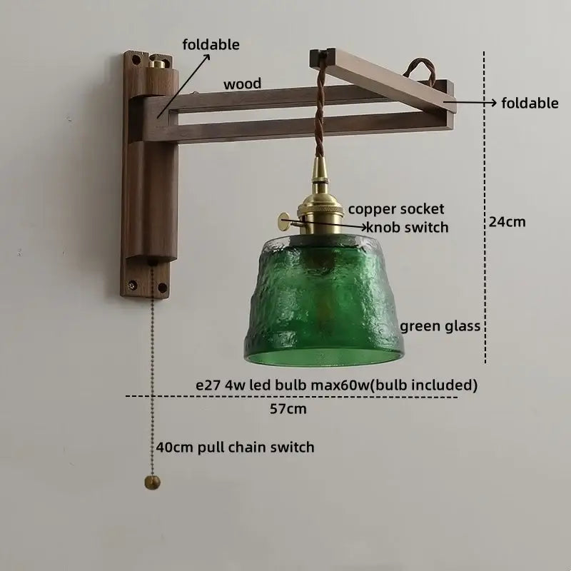 Antique brass ceramic walnut wall sconce with scalloped shade bedroom