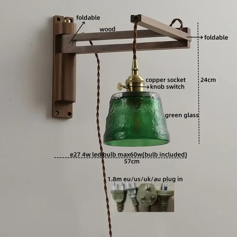 Antique brass ceramic walnut wall sconce with scalloped shade bedroom