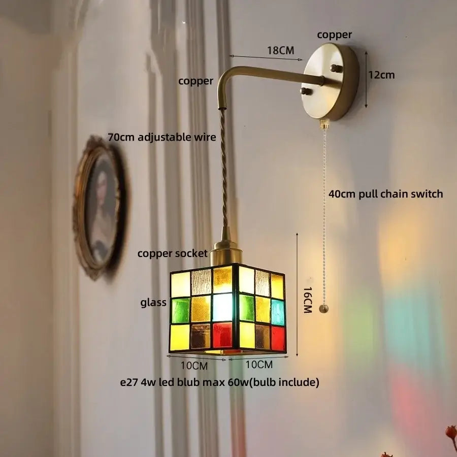 Antique brass clear flower acrylic wall lamp for bedroom stair light