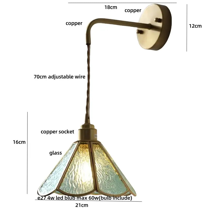 Antique brass clear flower acrylic wall lamp for bedroom stair light
