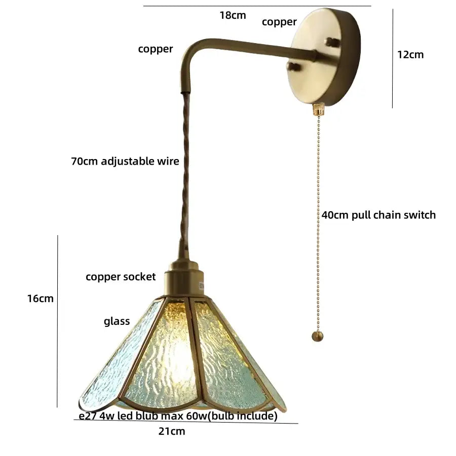 Antique brass clear flower acrylic wall lamp for bedroom stair light
