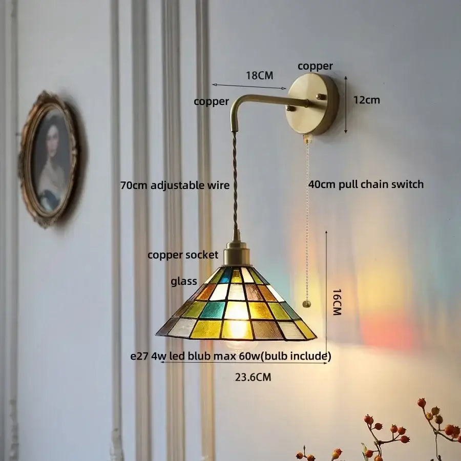 Antique brass clear flower acrylic wall lamp for bedroom stair light