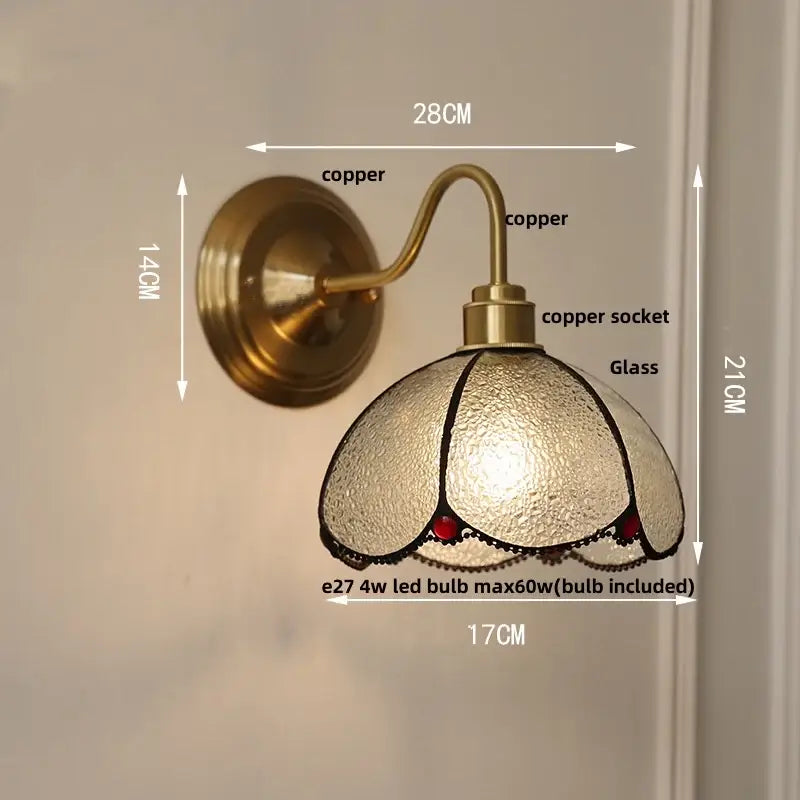 Antique brass clover glass brass wall sconce dining room light
