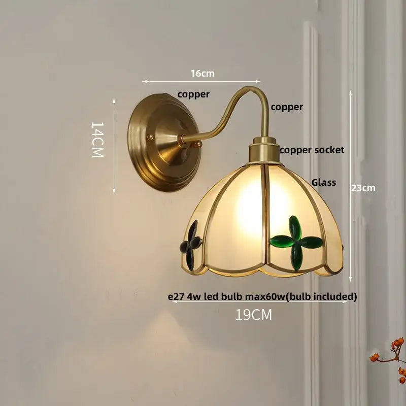 Antique brass clover glass brass wall sconce dining room light