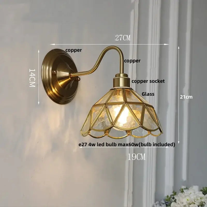 Antique brass clover glass brass wall sconce dining room light