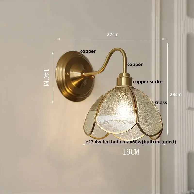 Antique brass clover glass brass wall sconce dining room light
