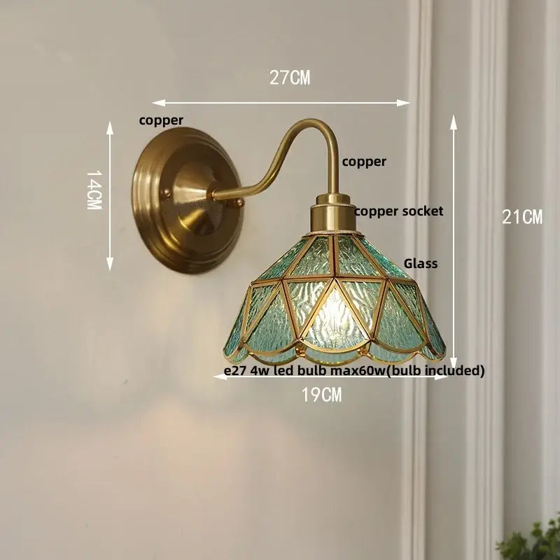 Antique brass clover glass brass wall sconce dining room light