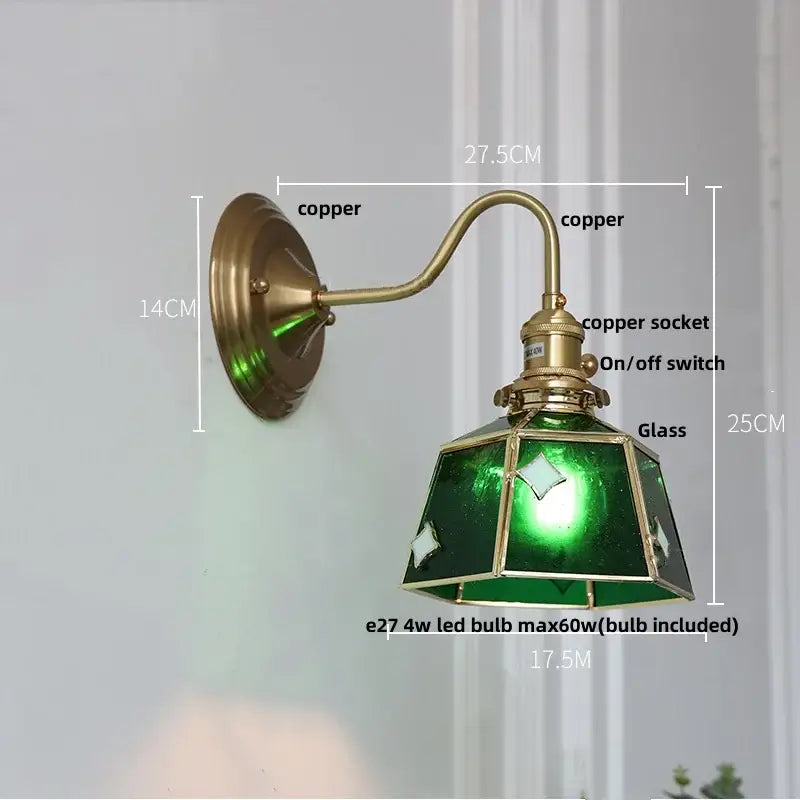 Antique brass clover glass brass wall sconce dining room light