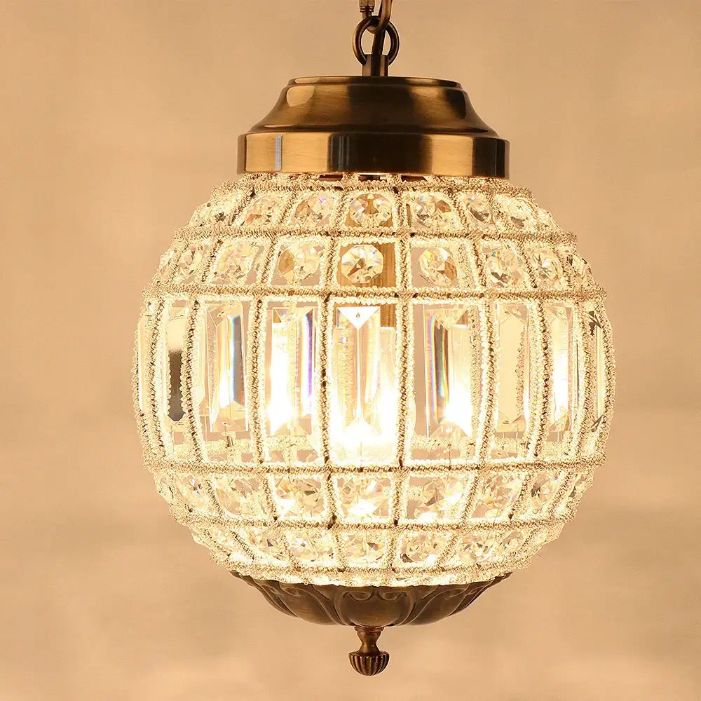 Antique brass crystal empire ball chandelier living room light