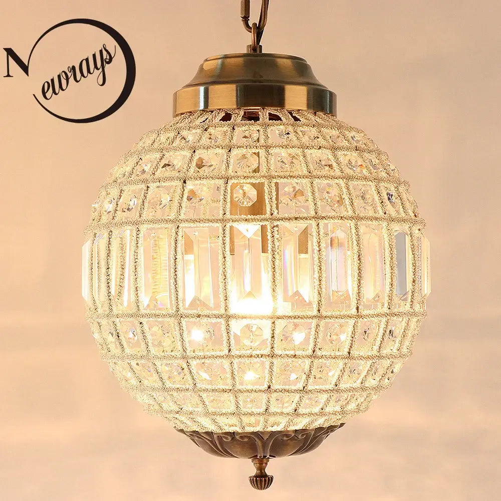 Antique brass crystal empire ball chandelier living room light