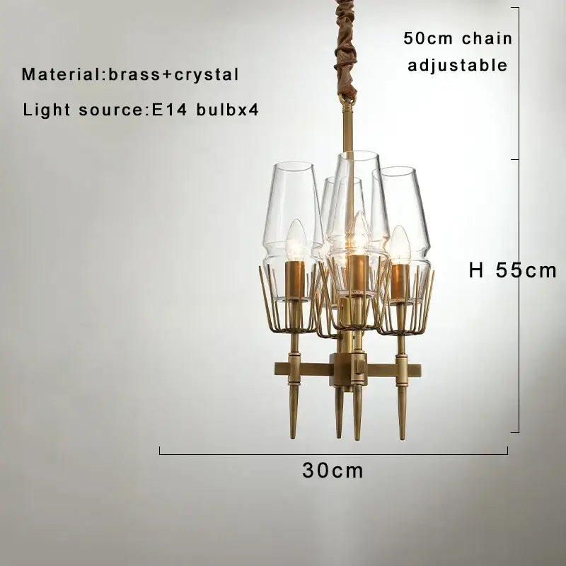 Antique brass crystal glass wall light for bedroom and bath